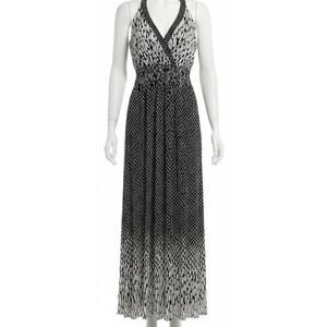 Danillo Boutique Maxi Babydoll Dress M Black White Abstract Print Sleeveless